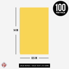 8.5 x 14 Goldenrod Pastel Color Paper, Legal Size, 20lb Bond (75gsm), 100 Sheets