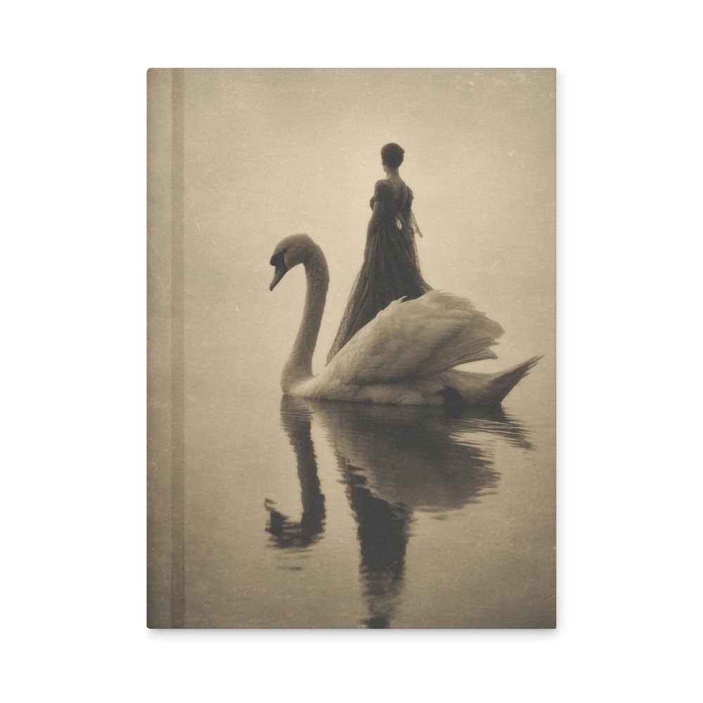 Vintage Victorian Swan Woman Gothic Notebook Black White Dark Journal