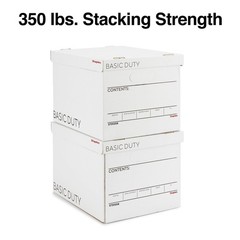 Corrugated File Box with Lift Off Lid, Letter/Legal Size, 10 Pack, White/Black