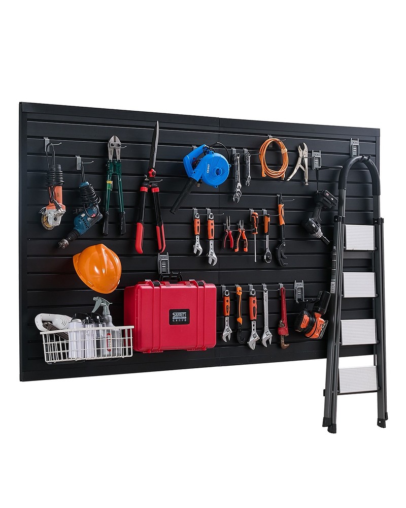 8 x 4 ft Slat Wall Paneling PVC Black Garage Slatwall with Modular Design
