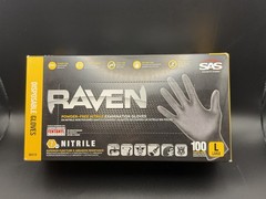 SAS Safety RAVEN Powder-Free Nitrile Exam Gloves Large 100ct 66518