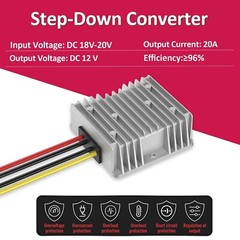 18V to 12V Step-Down Converter for Milwaukee M18 Battery Adapter DC 12V 20A 24