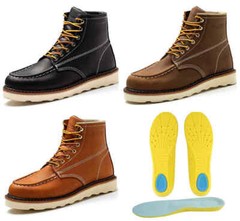 Work Boot Men’s 6″ Soft Toe Wedge Boots for Construction Lightweight leather