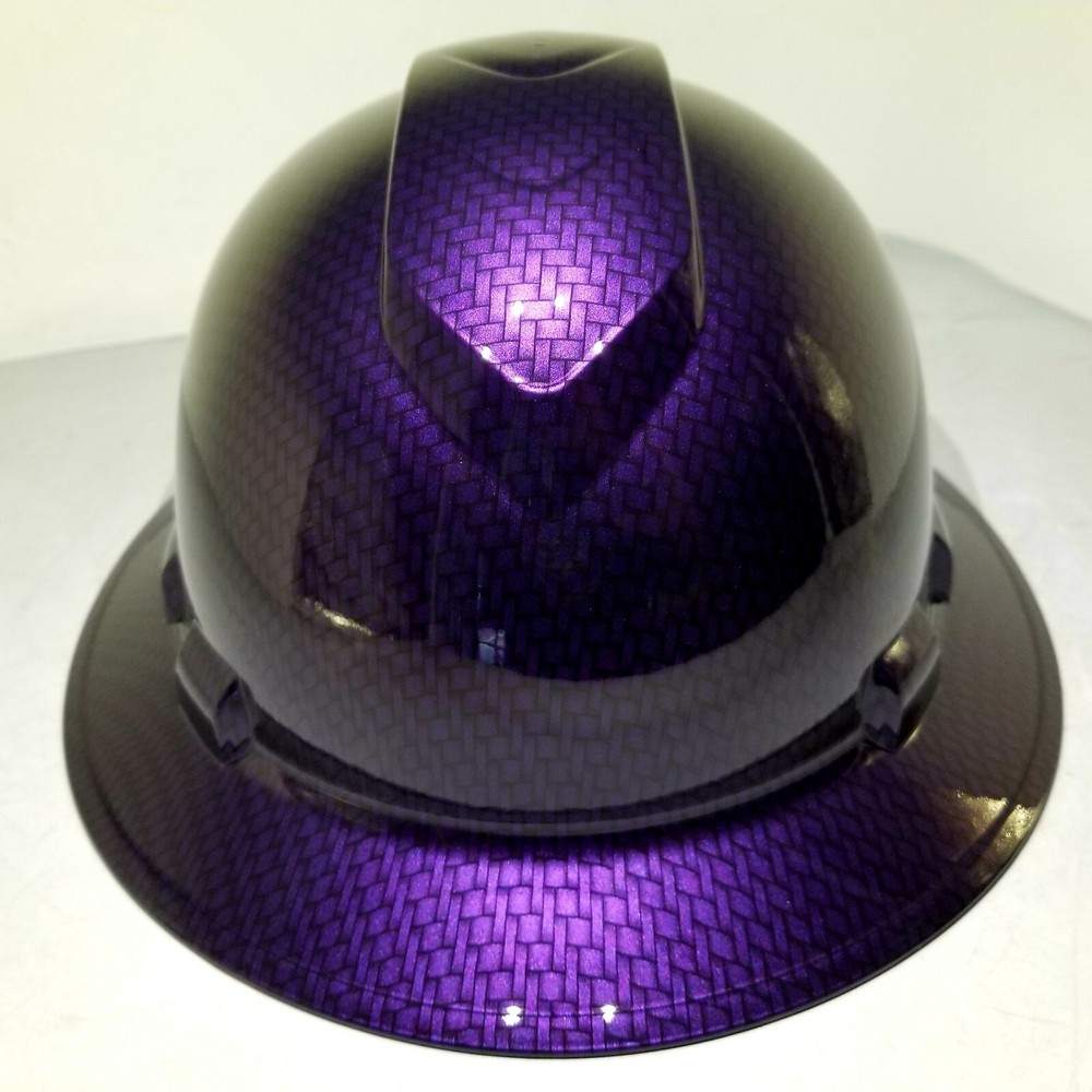 Hard Hat FULL BRIM custom hydro dipped , OSHA MOPAR PLUM CRAZY CARBON FIBER