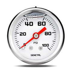 SENCTRL 0-100 Psi Fuel Pressure Gauge, 1-1/2″ Dial Size, 1/8″ NPT Back Mount, Gl