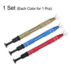3pcs 4-Claw Piercing Ball Grabber Jeweler’s Pick Up Tool, Blue/Red/Brown