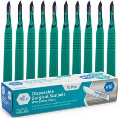 MED PRIDE Sterile Disposable Surgical Scalpels 10 Pack, Individually Wrapped Pro