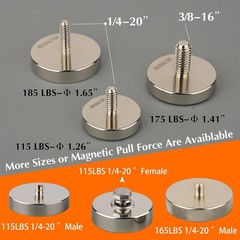185lb Neodymium Magnet Pair with Threaded Studs