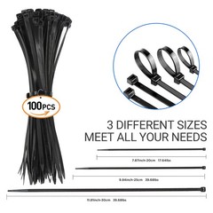 100x BLACK CABLE ZIP TIES Heavy Duty UV Resistant UL 6” 8” 10”