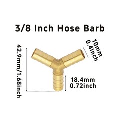 2Pcs 3/8Inch 3 Way Brass Hose Barb, Y Shape Brass Barb Connector Fitting with…