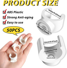 50 Pack 1/2 Inch PEX Clips, 16 Mm Pipe Hangers Holder Inch, White