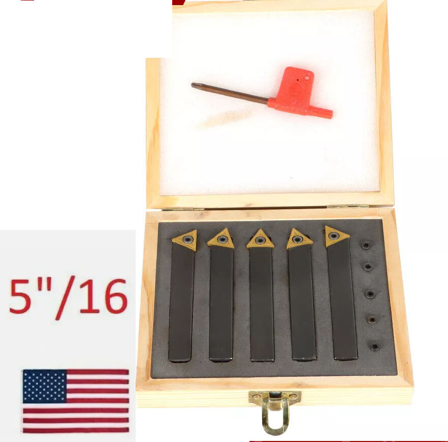 5 pc 5/16″ Indexable Carbide C6 Insert Tool Bit & Holder Mini Lathe Set