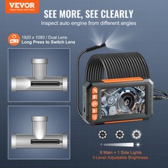 VEVOR Endoscope Camera with Lights Dual Lens Borescope 49.2FT Cable 4.3″ Screen