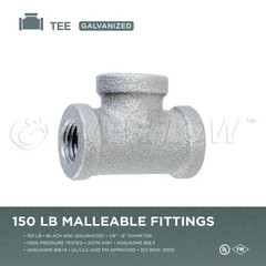 Supply Giant HNUF0014 1/4 Inch High Pressure Galvanized Malleable Tee
