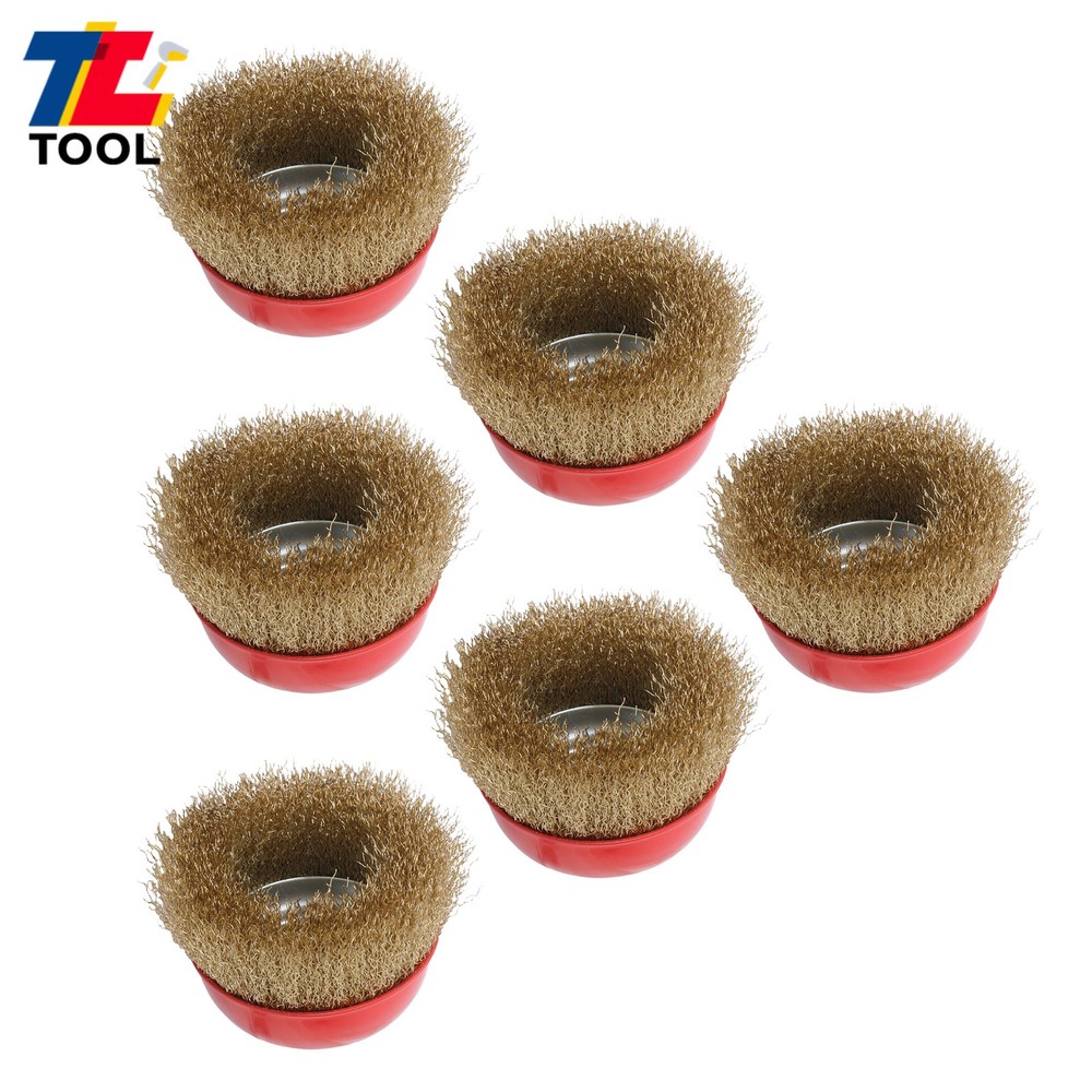 6 Pack Wire Cup Brush 4″ Coarse Crimped Cup Brush for Grinders with 5/8″ Arbor