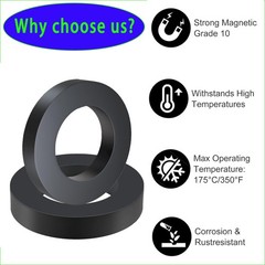 4PCS Large Ferrite Ring Magnet – Grade 10 Big Magnets Heavy Duty, OD60mm x ID32m