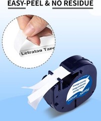 5PK Compatible Dymo LetraTag Refill 91331 Plastic White Label Tape 12mm LT-100H
