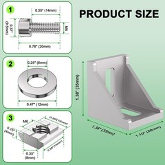24 Sets Silver 3030 Aluminum Extrusion Profile Connector Corner Bracket Kit