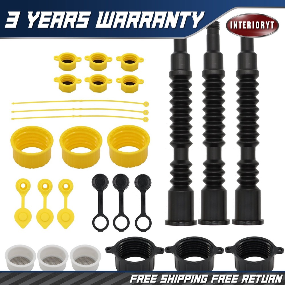 3PK For Old Gas Can Fill Fuel Diesel Water Jug Spout Replacement With Vent Kit