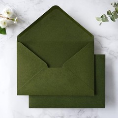 50 PCS/Pack A7 Envelopes, 5.25 x 7.25” Olive Green 5×7 Envelopes for Wedding…