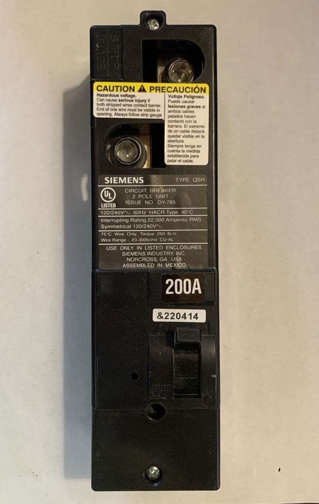 Siemens QS2200H 200A 240V Main Breaker