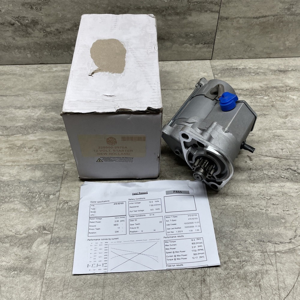All Star Electric 228000-2970A Starter Motor For New Holland, 12 Volt, New