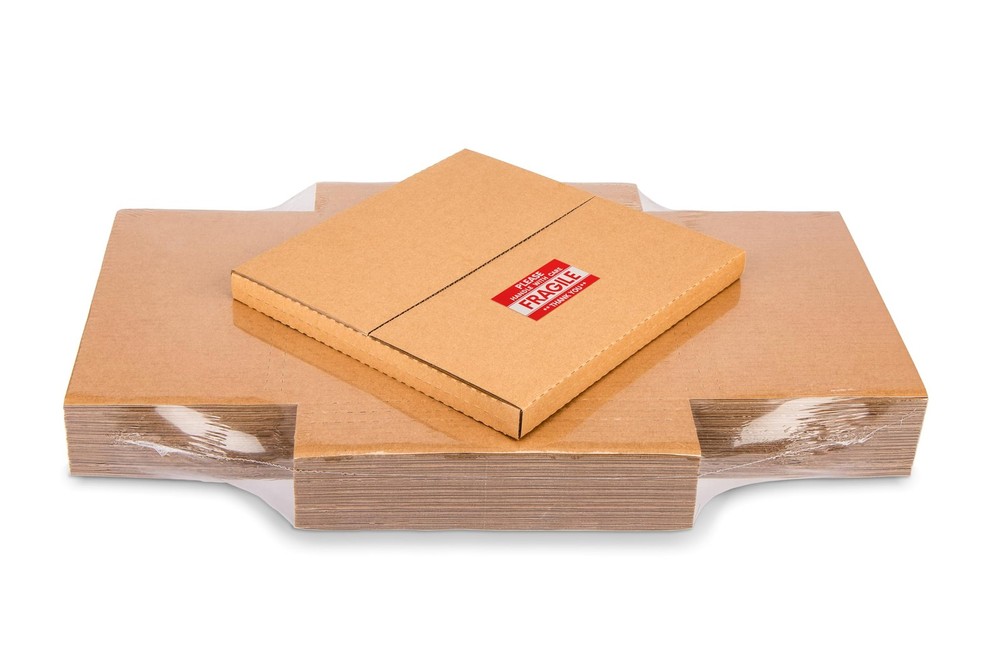 Kraft LP Mailers 12.8×12.8×1 Easy Fold Vinyl Record Shipping Boxes 15 Pack