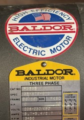 Baldor-M3555-Industrial Motor-56H-3450 RPM-208-230/460 V-3 Phase-AMPS (5.7-5.4)