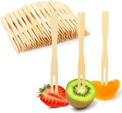 400 Bamboo Appetizer Forks, 3.5 Inch Mini Bamboo Forks for Charcuterie Boards Ac