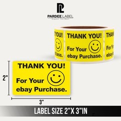 Thank You Labels Neon Yellow – 2″x3″ Stickers | 250/Roll | High Visibility