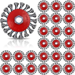 24 Pcs Wire Wheel Brush Wire Wheels with 5/8″-11 Threaded Arbor for 4 1/2 Angle