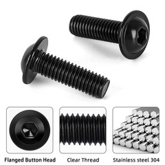 M4-0.7 x 12mm 100 PCS Flanged Button Head Socket Cap Bolts Screws, Stainless …