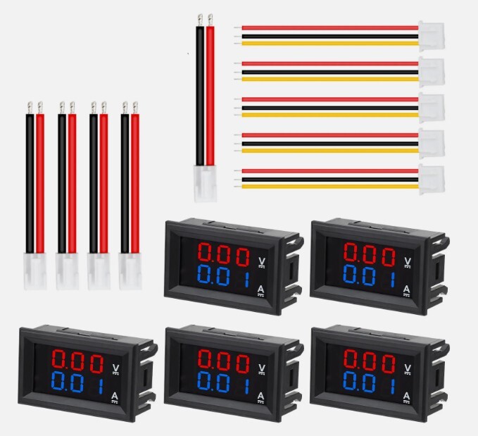 5Pcs DC 100V 10A LED Digital Voltmeter Ammeter Dual Volt Amp Meter Voltage Gauge
