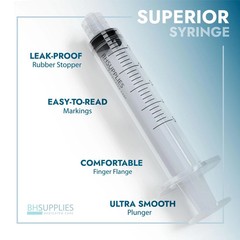 BH Supplies 10ml Luer Lock Tip Syringes (No 100 Count (Pack of 1), Clear