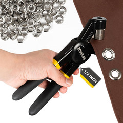 Heavy Duty Grommet Tool Kit with 1/2 Inch Die and 300 Sets of 12MM Grommets,Hand