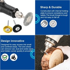 Steel Wire Wheel Brush Set Metal Polishing Rotary Tool Dremel Shank Brush