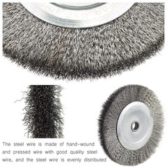 6 Inch Bench Grinder Grinding Wheel & Wire Wheel Brush with 1/2” Arbor, 120 Gri