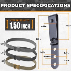 HolsterSmith Universal Metal Belt Clip for Holster Making – (Model 5) – (3-Ho