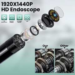 Endoscope Camera with Light, 1920P HD Borescope Camera with 6 LED Lights 16.4ft