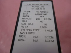 Aera FC-7800CD Mass Flow Controller MFC N2 200 SCCM Novellus 19-120538-11 421512