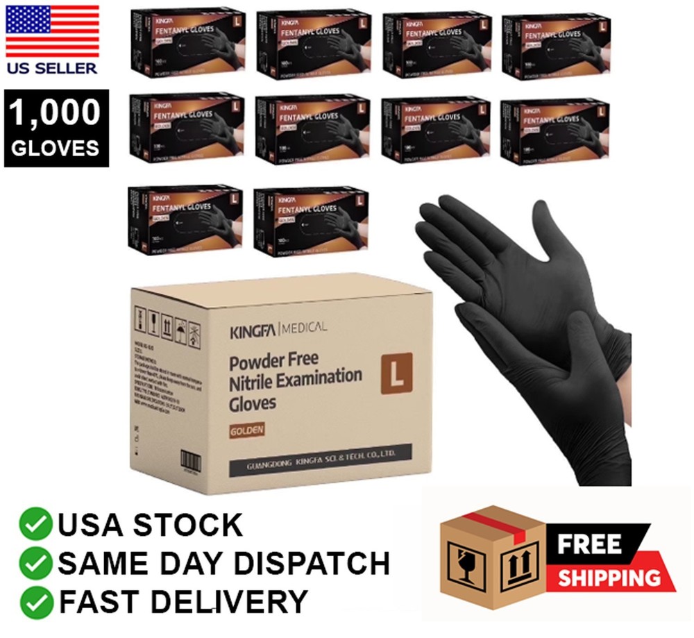 Heavy Duty 6 Mil Black Nitrile Gloves Powder-Free Latex-Free Disposable 1000 Pcs