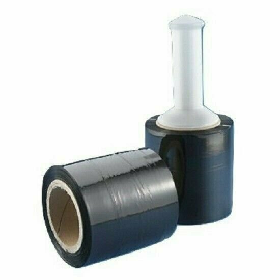 5″ in. x 1000FT 80 Gauge 12 Rolls Stretch Shrink Film Hand Wrap + Handle Black