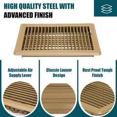 VOISEN Floor Register 6×10, 2 Pack Vent Covers, 6×10 Inches, Brown 2PCS