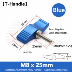 M8 Adjustable Clamping Thumb Screw Wing Knob Hand Lever Grip Bolt Al + Stainless