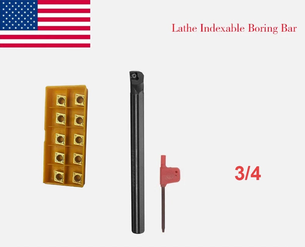 3/4″SHANK 10″ LONG Lathe Indexable Boring Bar S12-SCLCR09 +10* CCMT09 Turning