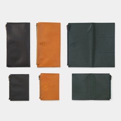 TRAVELER’S Notebook Leather Zipper Case engraving Tannin Regular & Passport size