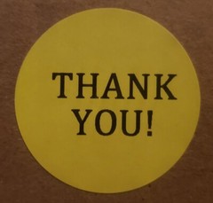 25 Yellow Thank You Labels Stickers