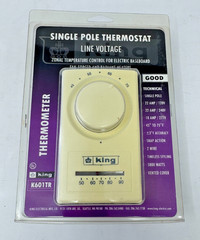 King Electric K601TR Single Pole Thermostat NEW