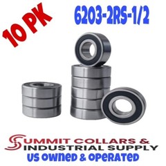 [Qty.10 New 6203-2RS-1/2 Deep Groove Radial Ball Bearing [1/2in x 40mm x 12mm]