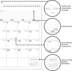 2026-2027 Calendar – 2 Years Wall 14.8” x 11.5”（26-27 white ）, White